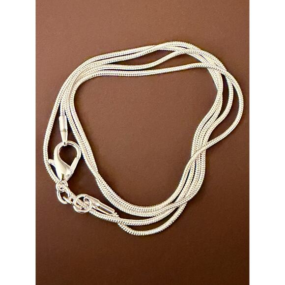 925 Stamp Color  Silver 1MM Snake Chain Women Men Necklace 20” fashion jewelry - Picture 4 of 4